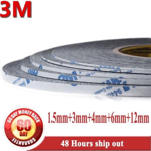 3M Black, 5 Rolls 1.5mm+3mm+4mm+6mm+12mm 9448B Black Two Sides Adhesive Tape for iphone Samsung HTC Cellphone LCD Touch Display