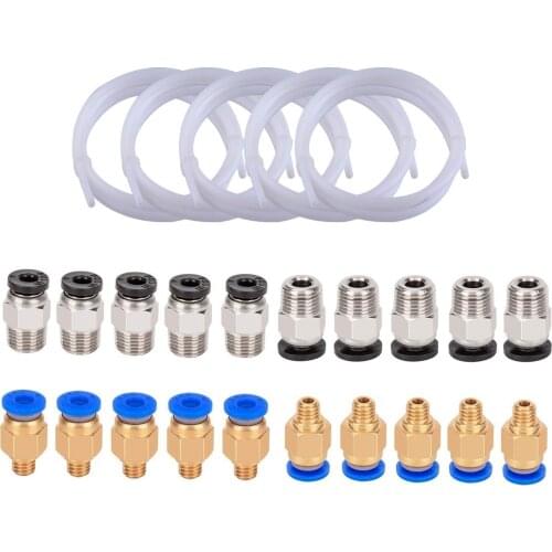 5 White Tubes (1 Meter), with 10 PC4-M6Quick Fitting,10 PC4-M10 Pneumatic connectors, to Connect for 3D Printer 1.75mm Filamen