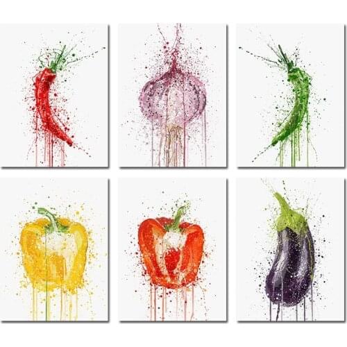 Vegetable 5D DIY Diamond Painting Cross Stitch Mysterious Colorful Pepper Onion Eggplant Diamond Embroidery Kitchen Art Deco
