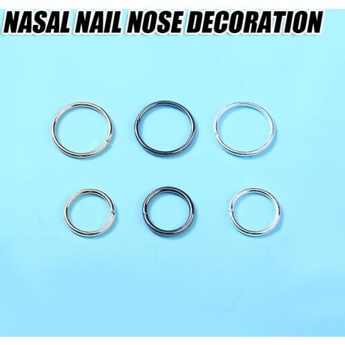 60 Pcs Alloy Nose Rings Hoop Tragus Nail Body Piercing Jewelry Creative Nose Nails Lip Piercings Fashion Round Nose Rings Set