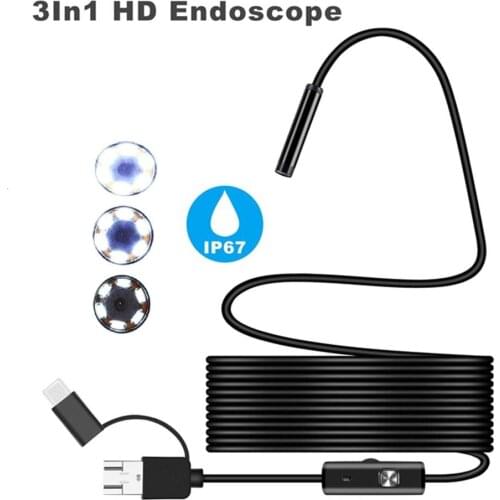 7mm Endoscope Camera Multifunctional HD Mobile Phone Computer Pipe Endoscope for Android PC Notebook 6LEDs Adjustable