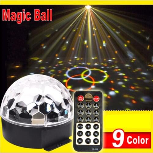 9 LED Remote Control Crystal Magic Ball Led Stage Lamp KTV Disco Laser Light Party Lights Sound Control Laser Projector KTV