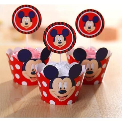 Free shipping 120pcs/lot=10bag paper cartoon cupcake wrapper and cake topper birthday party cake decorations supplies