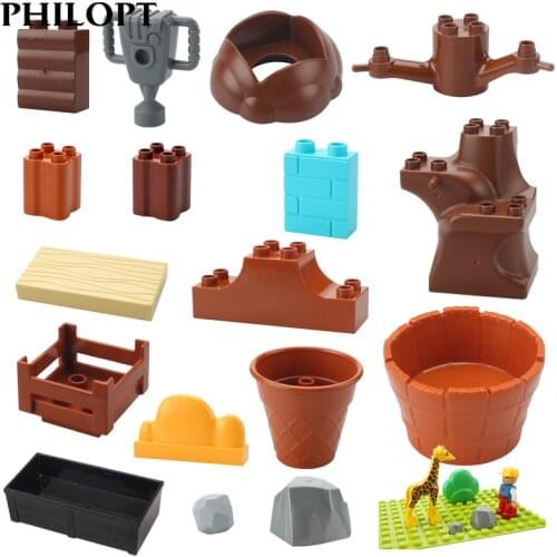 Plant Series Big Building Blocks Flower Grass Tree Adornment Accessories Compatible Scenes Assemble Toys For Kids Bricks