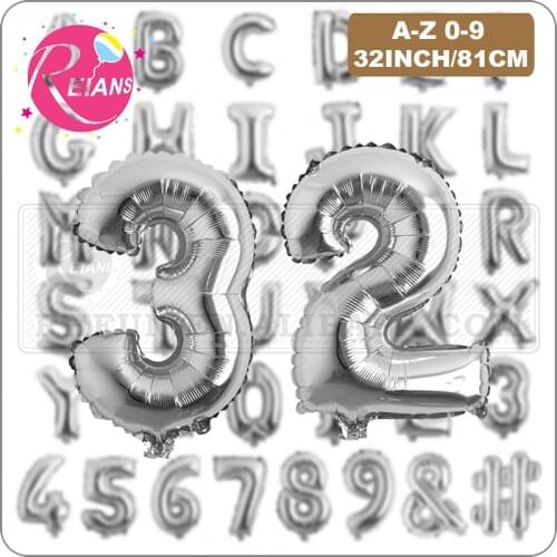 32 inches Big Foil Balloon A-Z 0-9 Letter For Wedding Birthday Party Decoration Silver Wedding Supplies Large Globos Wholesale