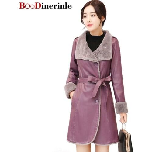 BOoDinerinle Women's Leather Jackets With Fur