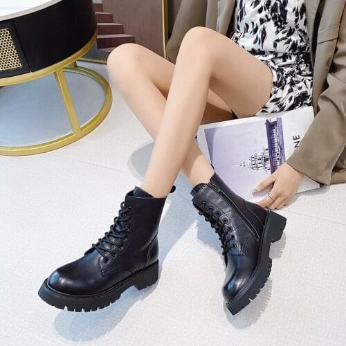 Boots womens fashion cool 2021 new British style thick-soled short boots Korean zipper single boots slim boots women boots