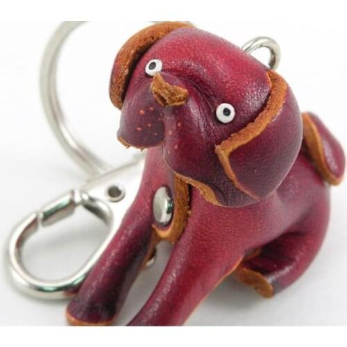 LosoDo Hand - Made Lovely puppy Real Leather Hand-Painted Key Chain Hanger Creative Hand Cartoon Animal macrame Key Pendant