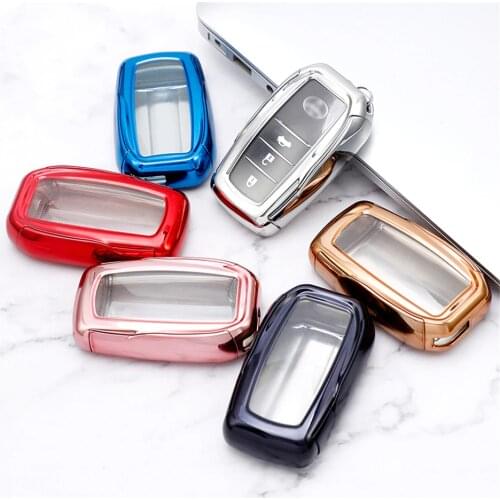 360° Protection TPU Car Key Case For TOYOTA Key Cover Anti-wear Transparent Key Shell For TOYOTA Chr C-hr Land Cruiser 200 Avens