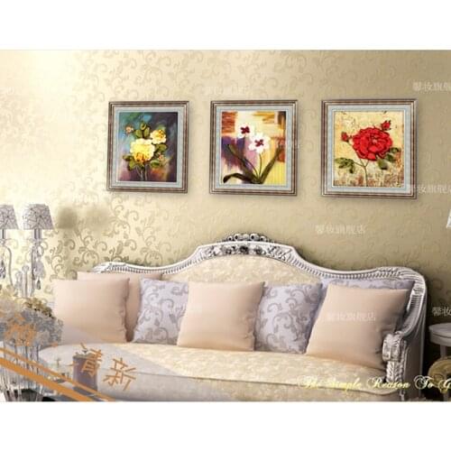 35x40cm Blooming flowers Ribbon embroidery kit stain painting set handcraft kit DIY handmade needlework art home decor