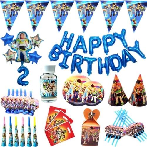 Disney Toy Story 4 Boy Kids Birthday Party Decorations Paper Cups Plates Baby Shower For 10 people Disposable Tableware Supplies