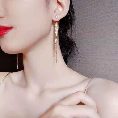 Long Eight-Pointed Star Earrings 2021 New Thin Face Earrings Korean Temperament High-End Fashion Pendant Female Party Gift