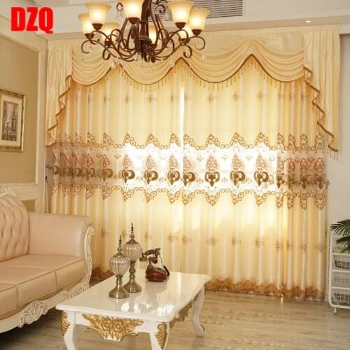 European Hollow Water Solution Embroidery Shade Curtains for Living Dining Room Bedroom