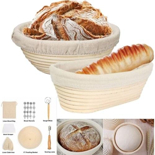 Bread Fermentation Rattan Basket Natural Rattan Dough Baguette 5 Sizes with Cloth Cover Country Bread Cutter Proofing Baskets