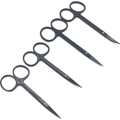 Eye scissors tungsten carbon steel porcelain PFM black handle dental Ophthalmic surgery scissors Double eyelid tool