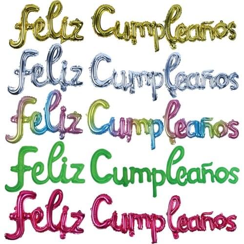 Spanish Happy Birthday Letters Balloon Banner Conjoined Alphabet Helium Balloon Birthday Party Decoration Girl Babyshower Globos