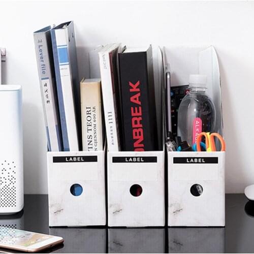 Cardboard Magazine Holder Waterproof Magazine Storage Box Book Bins Desk File Holder Organizer with Labels Included #CW