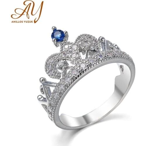 Anillos Yuzuk 925 Silver Rings For Women Crown Fashion Jewelry Bridal Wedding Engagement Ring Accessory