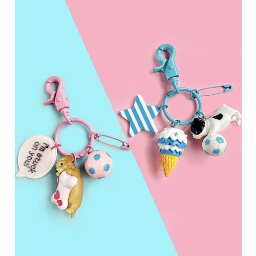 Creative European and American French Fighting Shiba Inu Hound Doll Keychain Cute Food Simulation Pendant Couple Bag Pendant