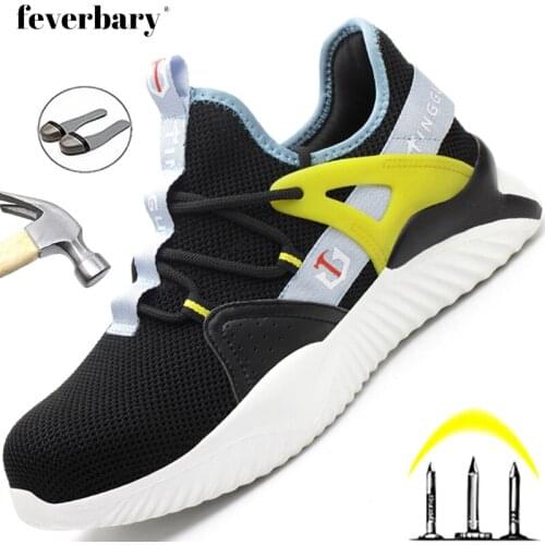 Work Sneakers For Men Comfort Safety Shoes Indestructible Steel Toe Boots Mesh Breathable Trainer Hiking shoes