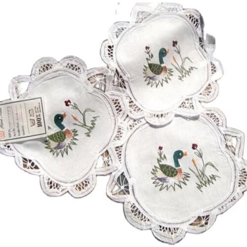 HOT lace cotton table place mat pad Embroidery Easter coffee coaster cup mug party dish placemat round drink tea doilies kitchen