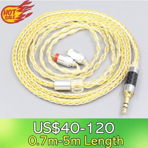 LN007311 8 Core OCC Silver Gold Plated Braided Earphone Cable For Sony IER-M7 IER-M9 IER-Z1R