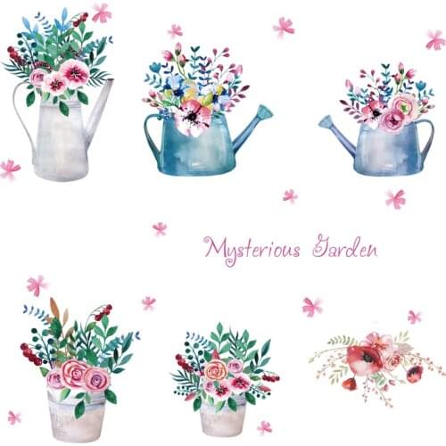 DIY Potted Flowers Pot Wall Stickers for Window Glass Bathroom Decals Waterproof Hallway Home Decor Vinyl Wallpaper