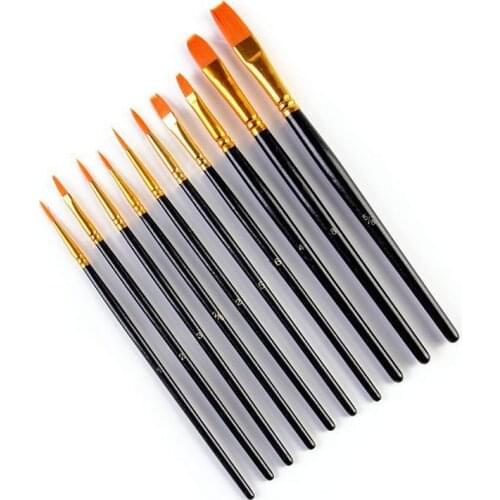 10pcs/set Artist Nylon Paint Brush Professional Watercolor Brush Wooden Handle Painting Brushes Art Supplies Stationery