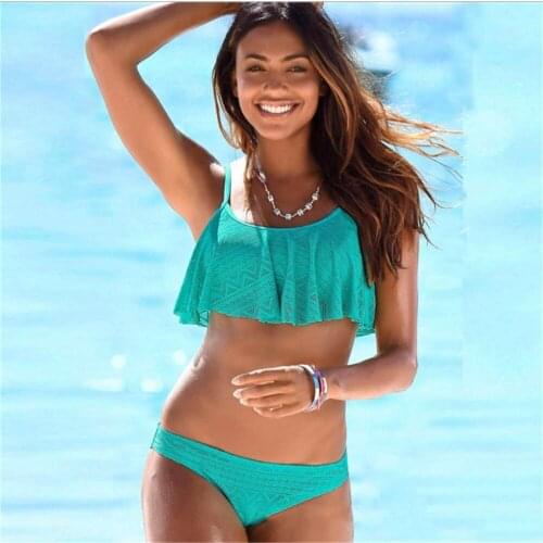 2019 Beach New Sexy Bikini Women Swimsuit Push Up Swimwear Bandage Cut hole Brazilian Bikini Set Ruffle Bathing Suits Swim Wear