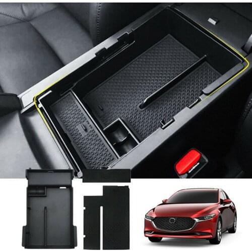 Car Armrest Storage Box Central Interior Glove Tray Trim for Mazda 3 Axela 2019-20