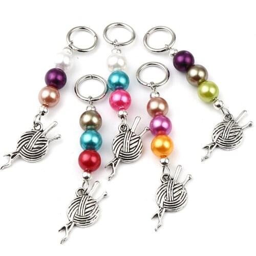 10PCs Sheep Yarn Pendants Knitting Stitch Marker Antique Silver Color At Random Color Crochet Locking Needle Clip Knitting Tools