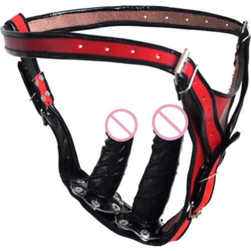 Strap On Dildo Female Chastity Belt Chastity Devices With Anal Plug And Vagina Plugs Leather Sex Products For Women Adult Games
