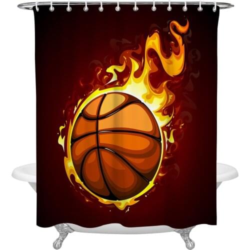 Basketball Flame Athletics Shower Curtain Waterproof Polyester Fabric Shower Curtains Home Decoration Curtain with Hook