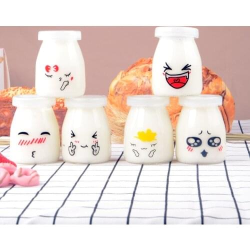 12pcs 200ml Cute Pudding Bottle Glass Bread Store Bottle Heat-Resistant Yogurt Containers Milk Cup Jelly Jar For Home Shop