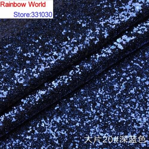 20# deep blue Thick Shiny Vinilic Sequin PU Leather fabric with paillette for DIY wedding decotate KTV hotel Garment(100*138cm)