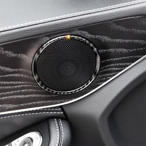 Car Interior Decoration Door Speaker Ring Loudspeaker Trim for Mercedes Benz C Class W205 C180 C200 C300 GLC Carbon Fiber Decals