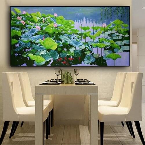 Cross Stitch DIY Painting Flower 5D Diamond Home Decor Lotus Mosaic Picture Embroidery Lake Pattern Full Round Drill Wall Art