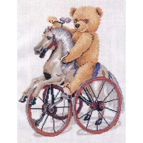 Needlepoint Bear on Bike Free Embroidery and Cross Stitch Patterns by dmc with 100% Cotton Floss&Free Shipping for Home Decor