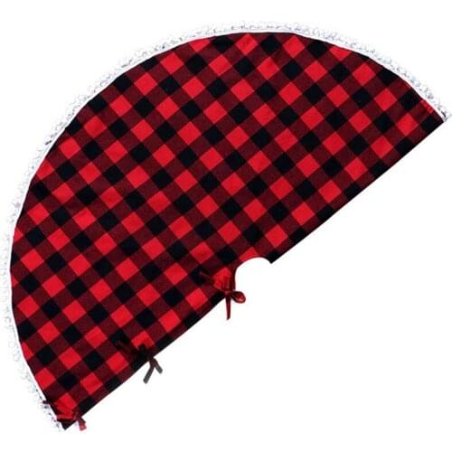 48 Inch Christmas Tree Skirt Red and Black Buffalo Plaid Tree Skirt with Pom Pom Trim for Holiday for Christmas Crafts