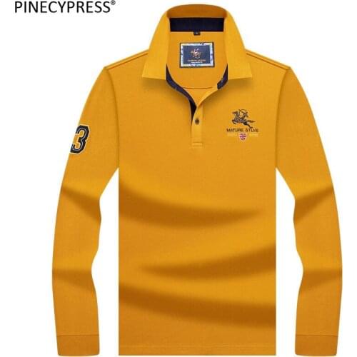 100% Cotton Men Long Sleeve Polo Shirt Anti-static Breathable Soft Spring Autumn Male 2018 Embroidery Pique Man Polo-shirt