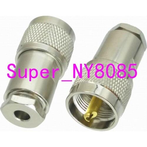 1pce Connector UHF PL259 male plug clamp RG58 RG142 LMR195 RG400 cable Straight
