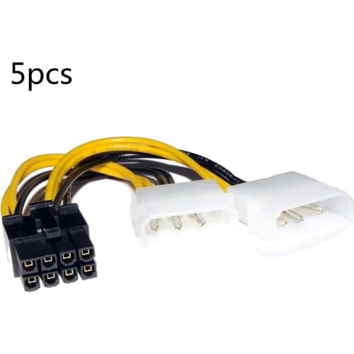 5 Pcs 18cm 8Pin to Dual 4Pin Video Card Power Cord 180W Y Shape 8 Pin PCI Express To Dual 4 Pin Molex Graphics Card Power Cable