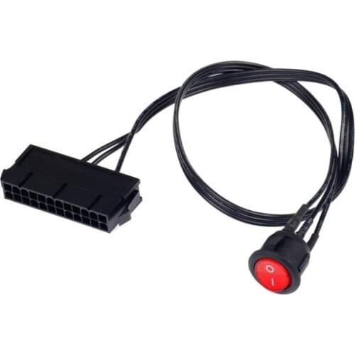 50cm Cable Copper Tin Wire 24-Pin Female ATX PSU PC Power Supply Starter Tester Start Up Jumper with ON/OFF Switch