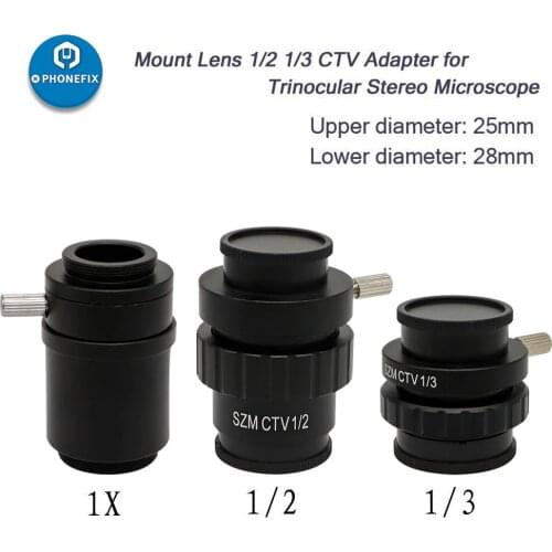 PHONEFIX 0.5X 0.35X 1X C-mount Lens SZMC TV1/2 TV1/3 CTV Adapter For Trinocular Stereo Microscope Replacement Accessories