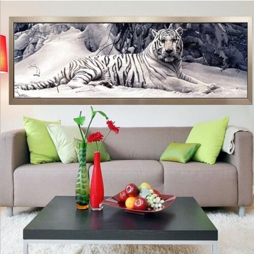 Diamond Embroidery 5D Diy Diamond Painting Cross Stitch White Tiger Round Diamond Mosaic Animals Home Paintings hobbies crafts