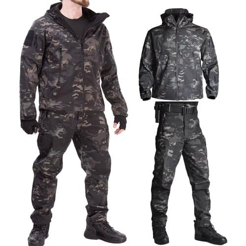Army Waterproof Airsoft Hunting Clothes SoftShell Hunting Jacket Sets Tactical Jackets Pants Suit Shark Skin Military Coat Pants