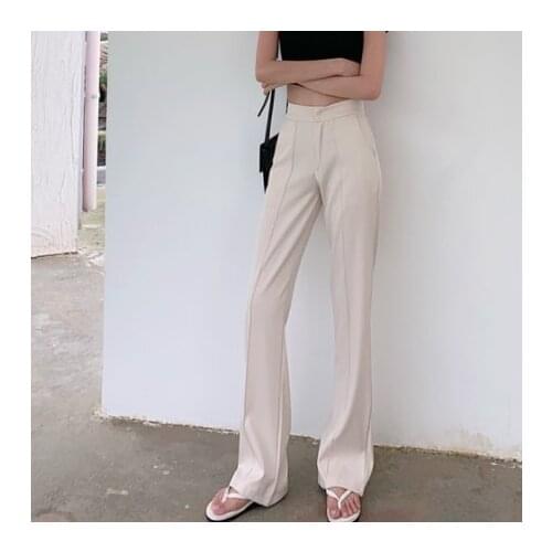 Long Pants For Women High Waist Summer Fashion Elegant Casual Office Lady Straight Trouser DG299