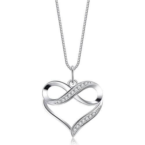 ZEMIOR S925 Sterling Silver Necklace For Women Heart Shape Inlay Cubic Zirconia Pendent Necklace Send Lover Gifts Fine Jewelry
