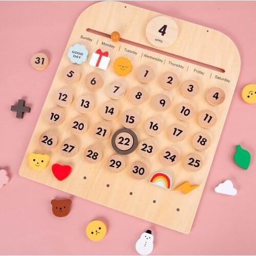 Montessori Wooden Toys Kids Clock Weather Months Days of Week Learning Toy for Toddlers Math Educational Wooden Toy for 3 Years