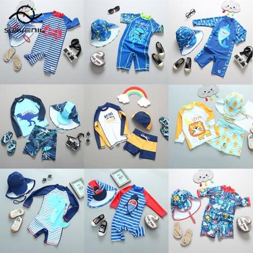 Childrens Swimsuit UPF50 Sunscreen Bathing Suit Kids Toddler Baby Boy Swimwear One Piece Rash Guard and Swimming Trunks Set